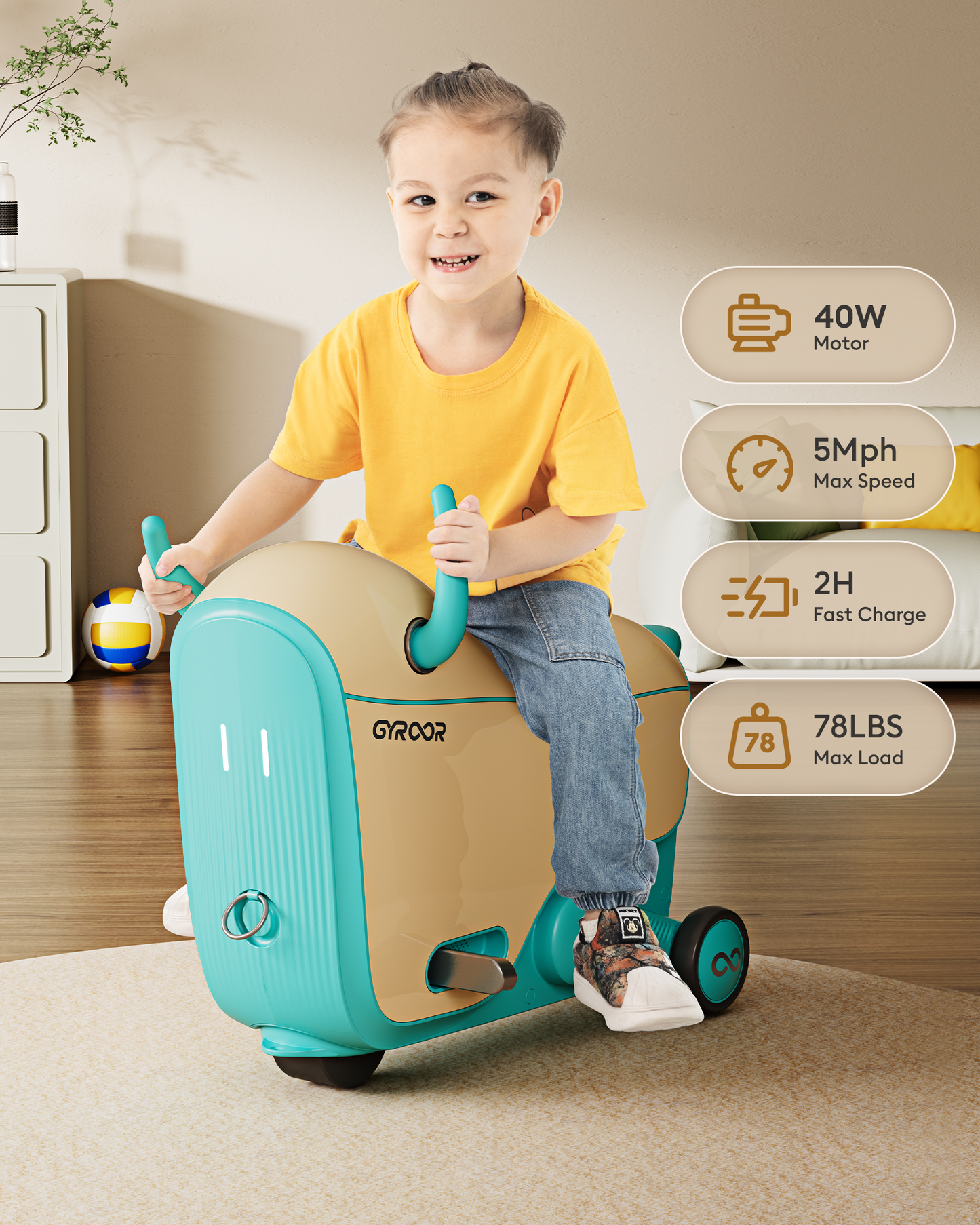 Gyroor GNU Kids Ride-On Car, 14L Storage (Ages 4–9)