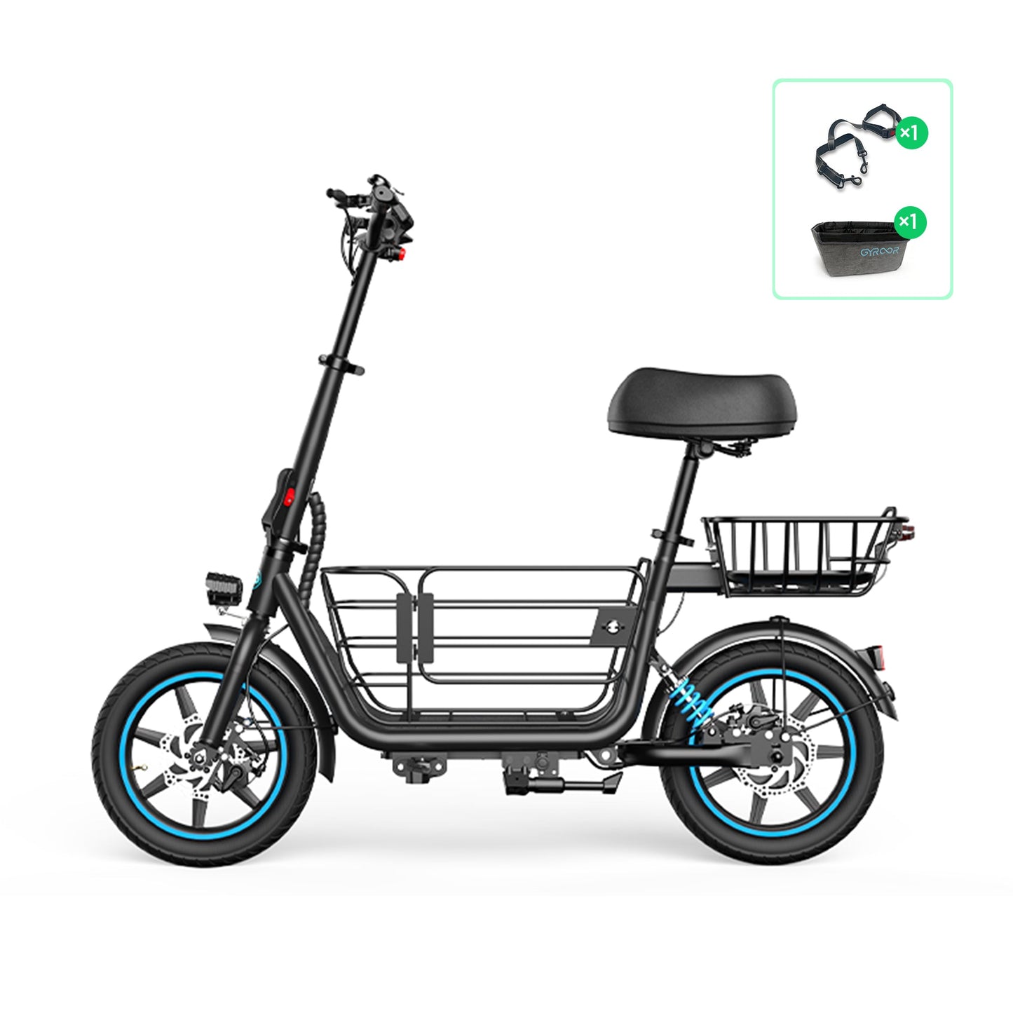 Gyroor C1Plus 1000W Electric Scooter with Dual Baskets for Pets & Cargo