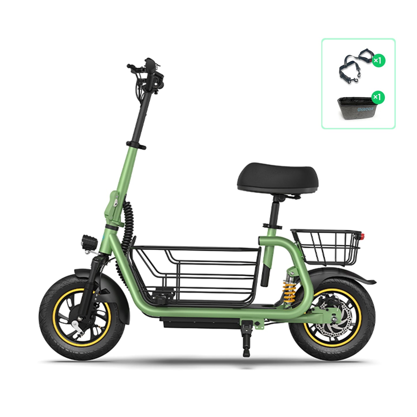 Gyroor C1 Pro 800W(Peak) Scooter – Dual Baskets for Cargo & Pets
