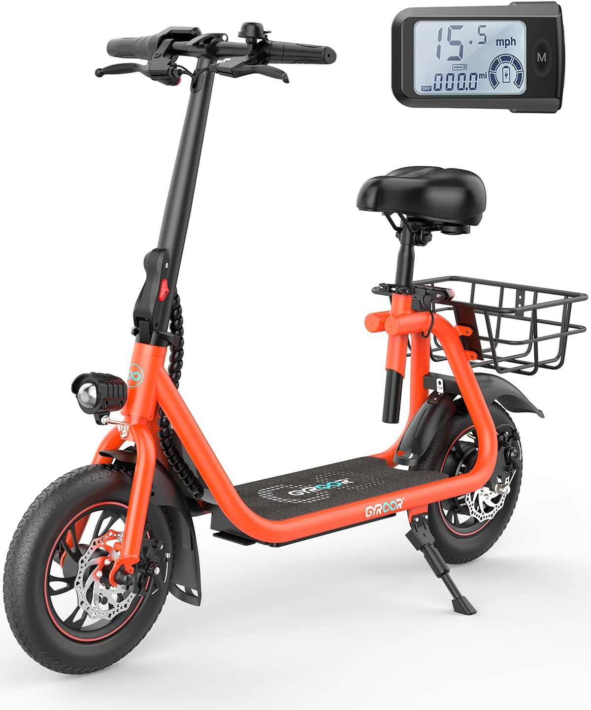 Gyroor C1 Electric Scooter – 450W, Seat & Rear Basket