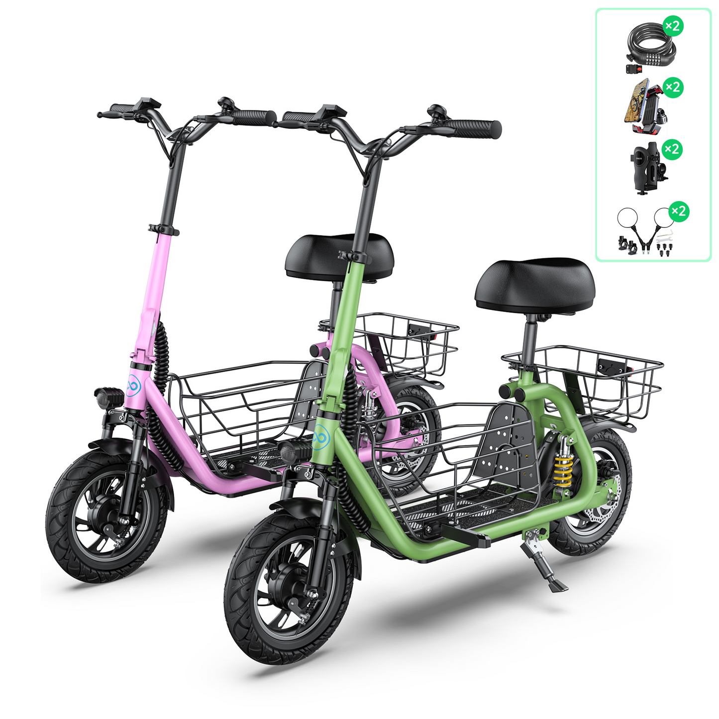 Gyroor C1 Pro 800W(Peak) Scooter – Dual Baskets for Cargo & Pets