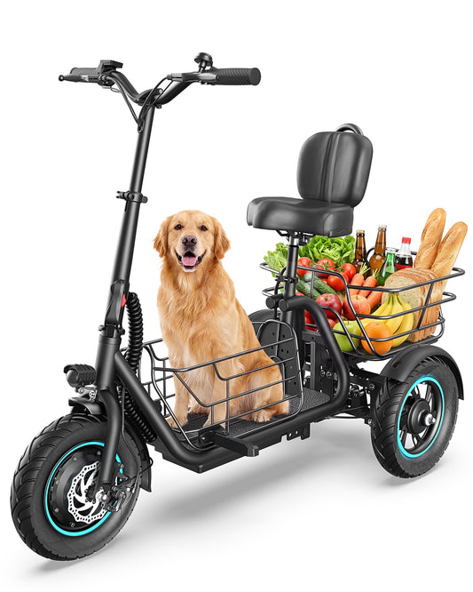 [Pre Order] Gyroor C5 Electric Trike with Removable Dual Baskets,1000W(Peak) & 30Miles