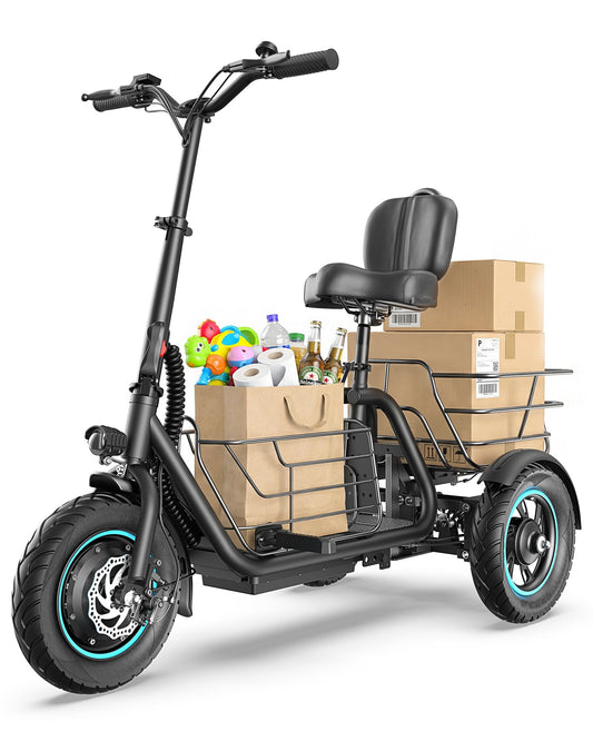 [Pre Order] Gyroor C5 Electric Trike with Removable Dual Baskets,1000W(Peak) & 30Miles
