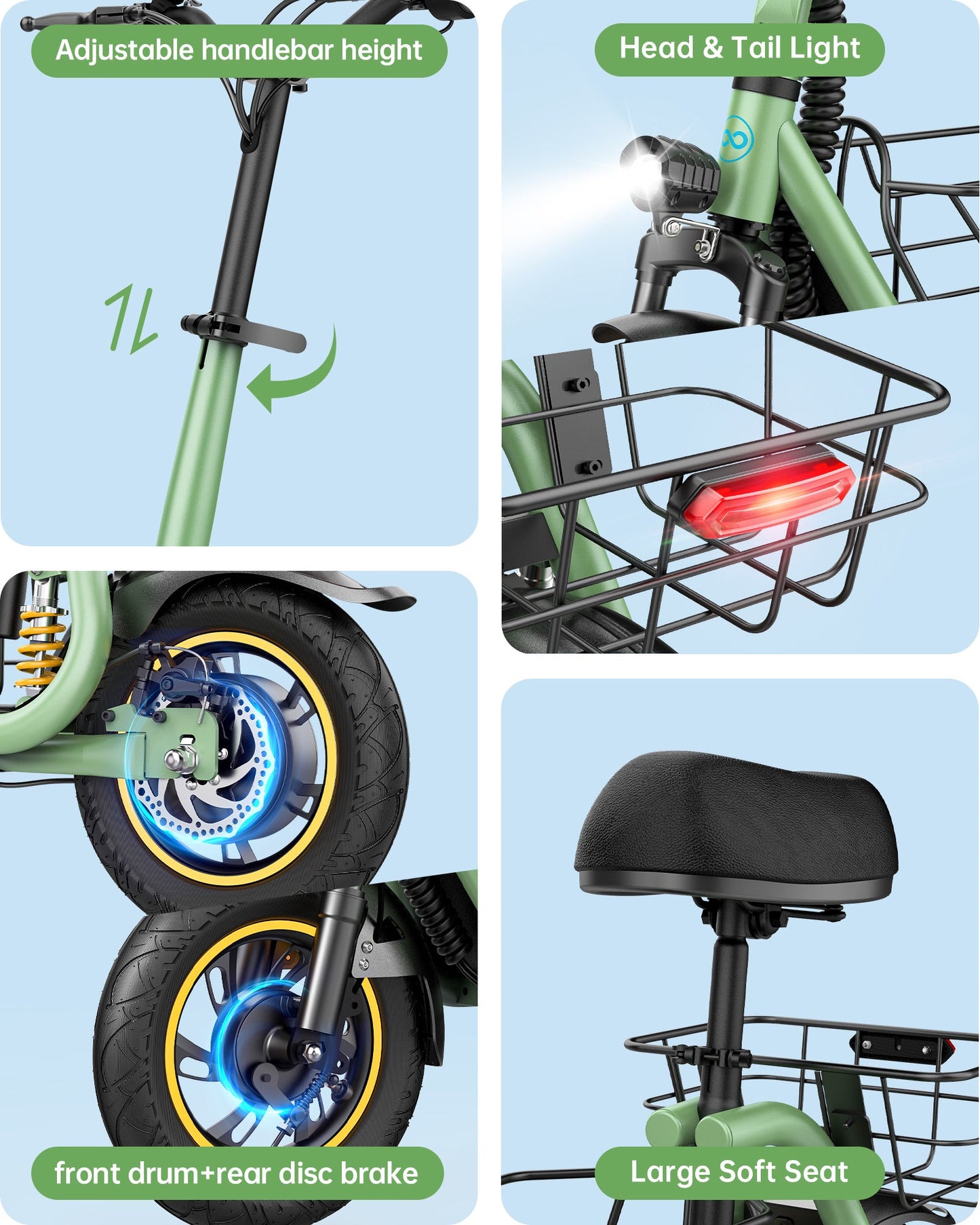 Gyroor C1 Pro 800W(Peak) Scooter – Dual Baskets for Cargo & Pets