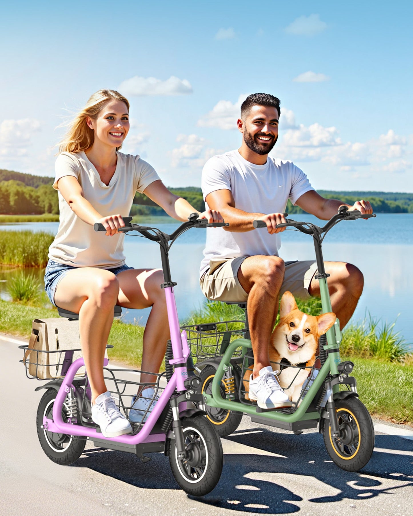 Gyroor C1 Pro 800W(Peak) Scooter – Dual Baskets for Cargo & Pets